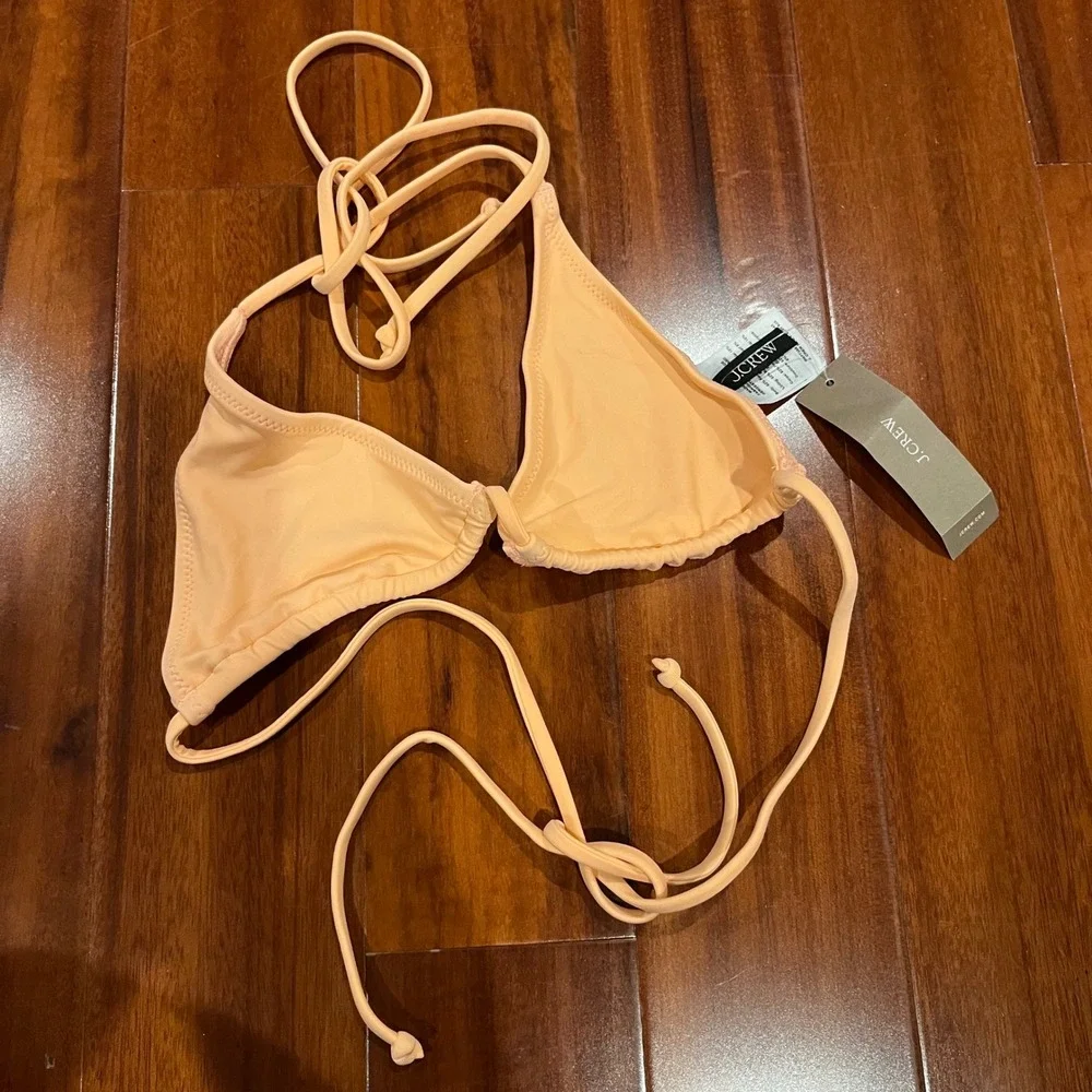 J.Crew Bikini Top Swim Triangle Unpadded Peach Orange Swim New NWT Size XXS‎ 2XS